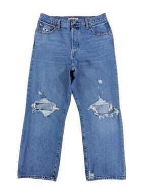 Women's Levi's Premium Ribcage Straight Ankle Distressed Jeans W32 L27 High Rise